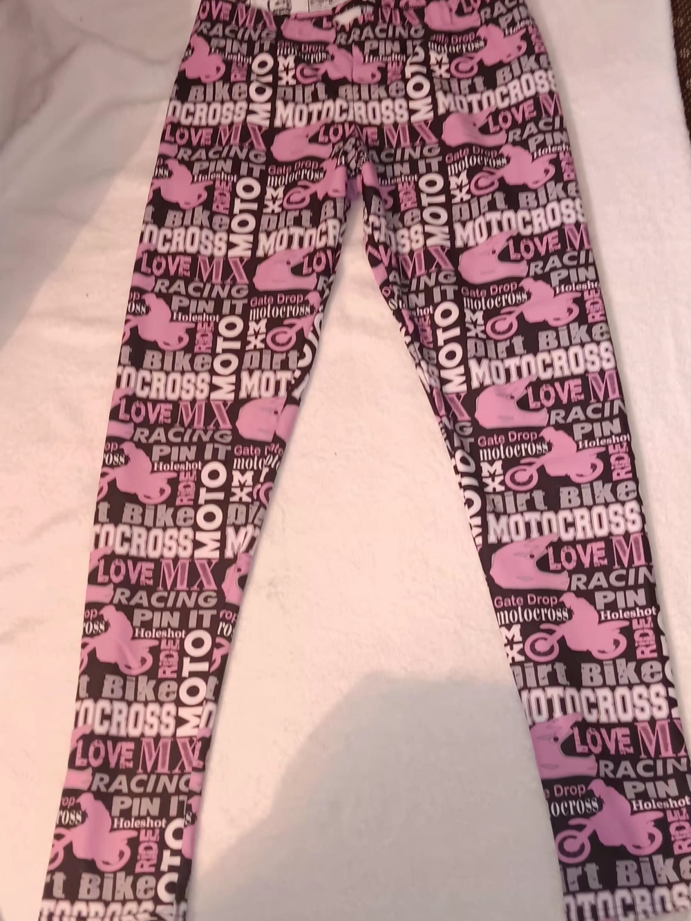 Motocross Girls Pink & Black Printed Leggings